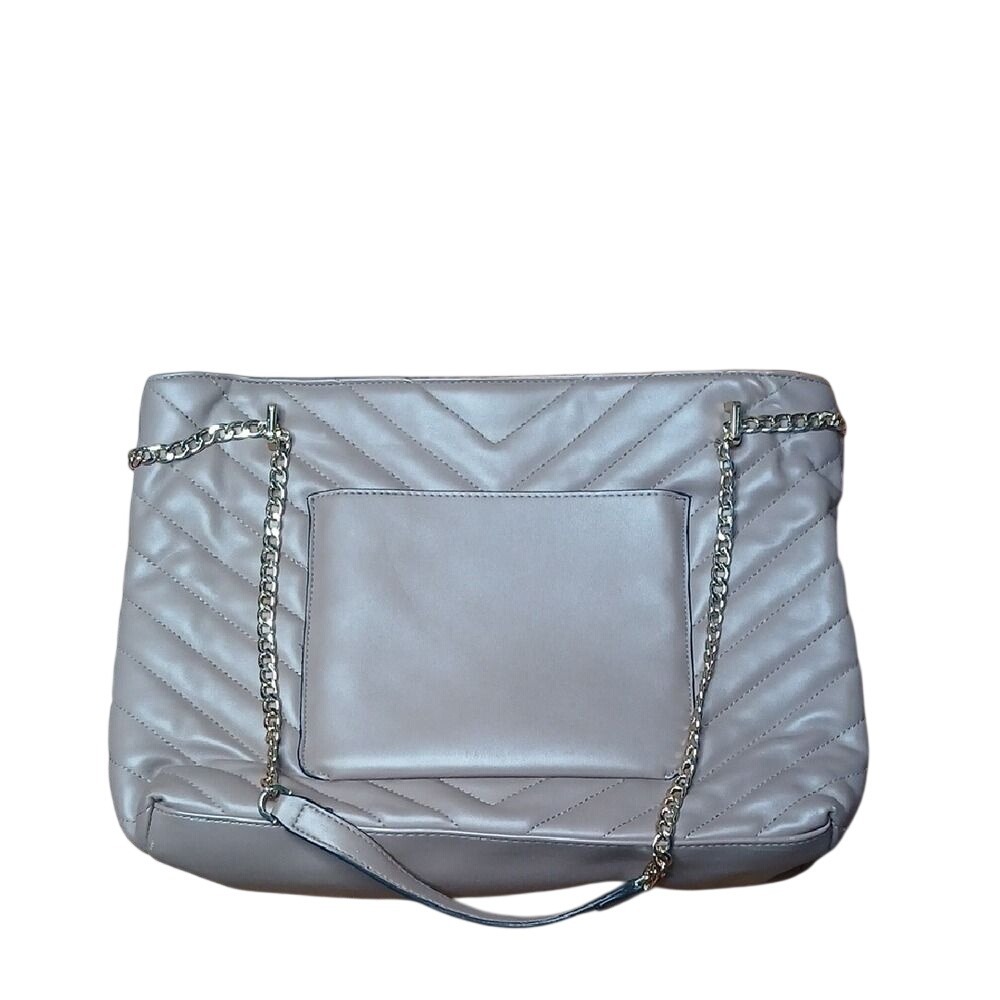 A New Day Shoulder Bag Womens Large Taupe Chevron Quilted Chain Strap Handbag‎